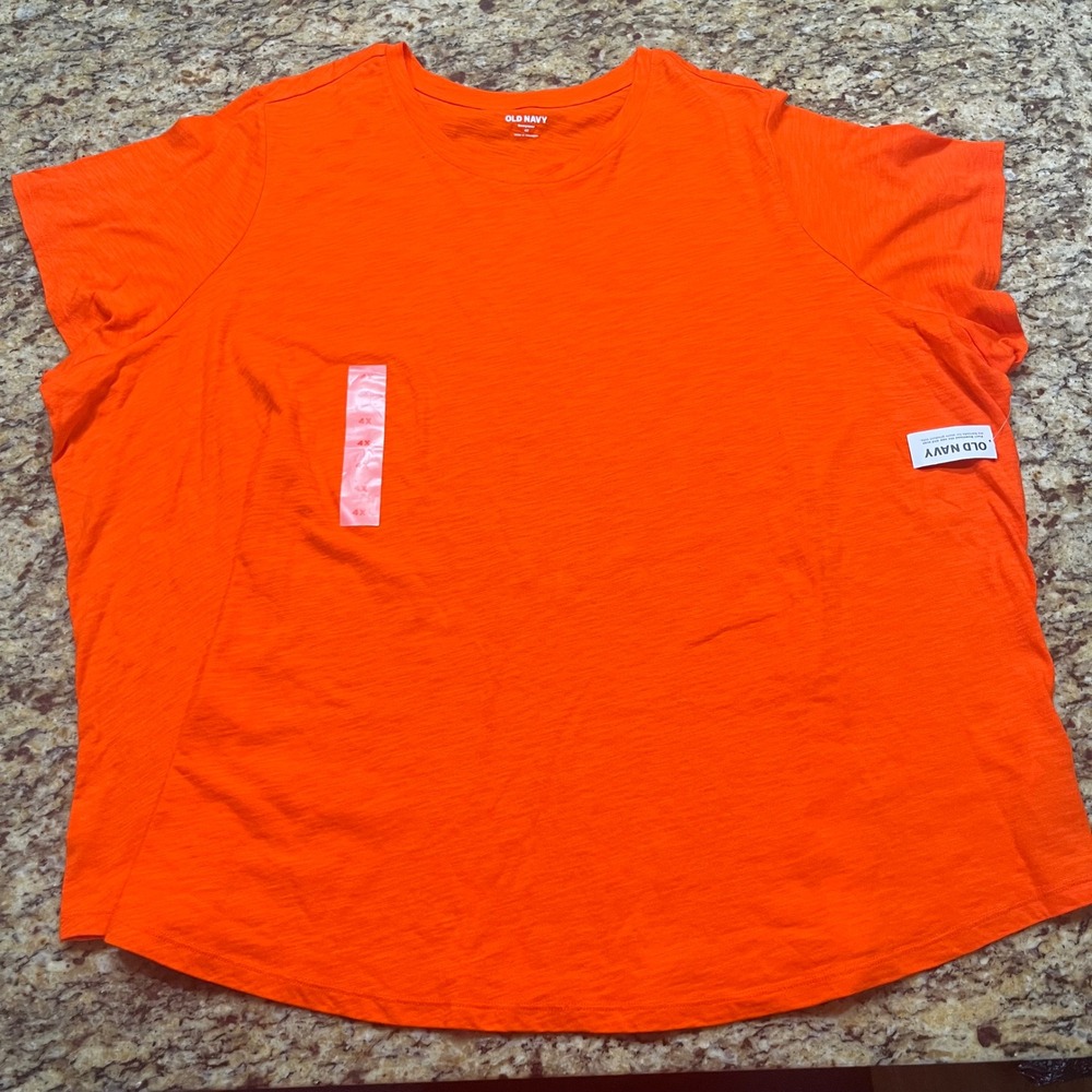 NEW Old Navy EveryWear Slub Knit Tee Womens 4X Orange Short Sleeve Crew Neck